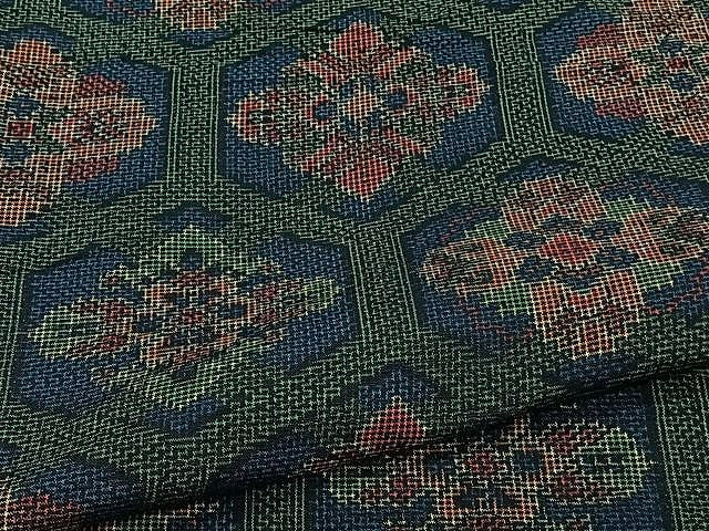 平和屋着物▽上質な紬 単衣 亀甲花文 正絹 逸品 CAAW1364xi