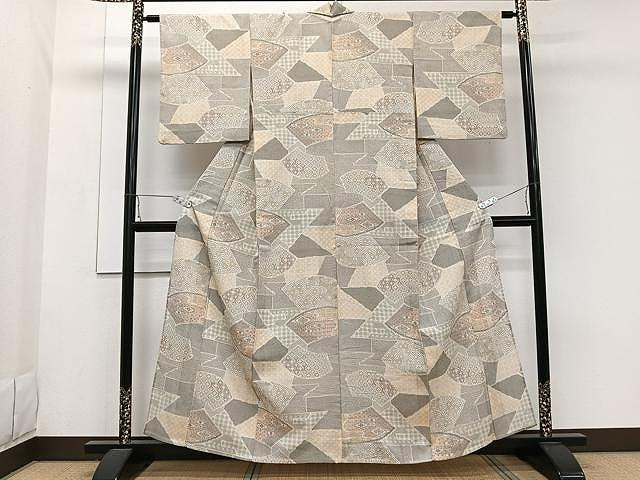 平和屋着物▽本塩沢 単衣 吉祥文 正絹 逸品 CAAW1370xi