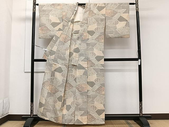 平和屋着物▽本塩沢 単衣 吉祥文 正絹 逸品 CAAW1370xi