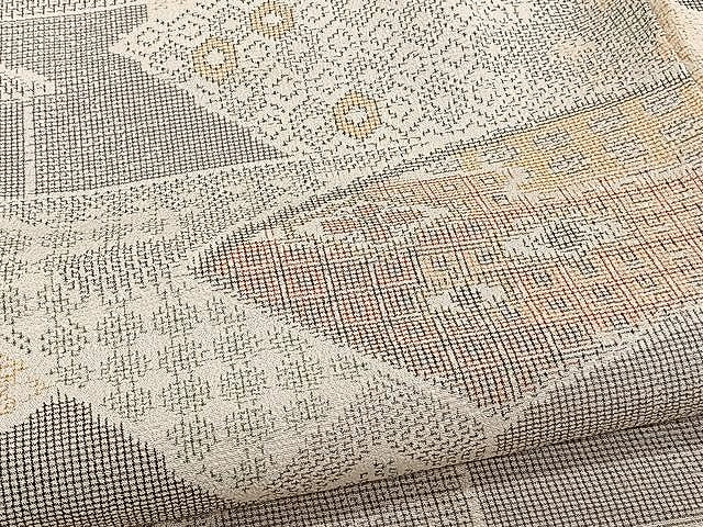 平和屋着物▽本塩沢 単衣 吉祥文 正絹 逸品 CAAW1370xi