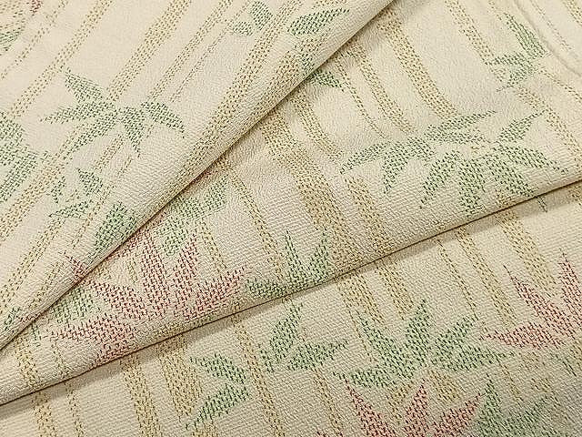 平和屋着物▽本塩沢 単衣 笹竹文 正絹 逸品 未使用 CAAW1371xi