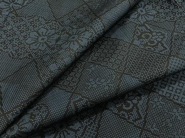 平和屋着物▽本場大島紬 単衣 7マルキ 花菱文 正絹 逸品 未使用 CAAW1376xi