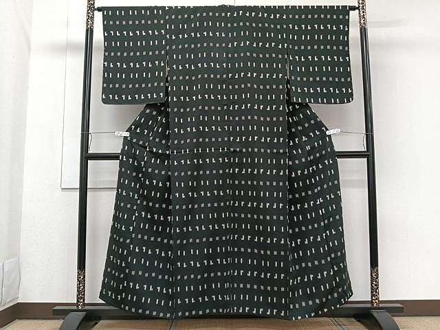 平和屋着物▽上質なお召 単衣 抽象文 正絹 逸品 CAAW1377xi
