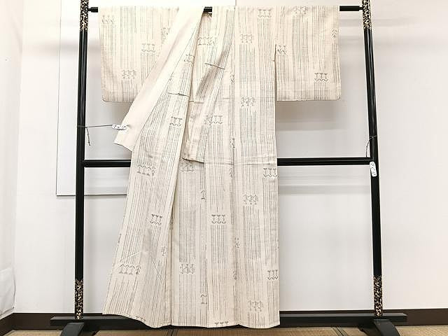 平和屋着物▽古志紬 単衣 花間道 加納別誂 反端付き 正絹 逸品 CAAW1380xi