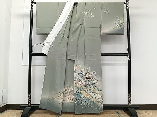 平和屋着物▽訪問着 単衣 友禅 風景文 暈し染め 正絹 逸品 CAAW1381xi