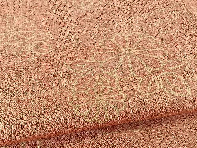 平和屋着物▽上質な紬 単衣 草花文 正絹 逸品 CAAW1384xi