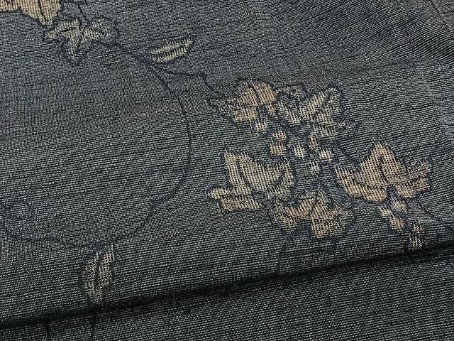 平和屋着物▽上質な紬 単衣 葡萄蔦の葉文 正絹 逸品 CAAW1391xi