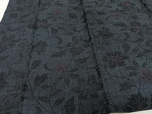 平和屋着物▽上質な紬 単衣 更紗花唐草文 正絹 逸品 CAAW1396xi