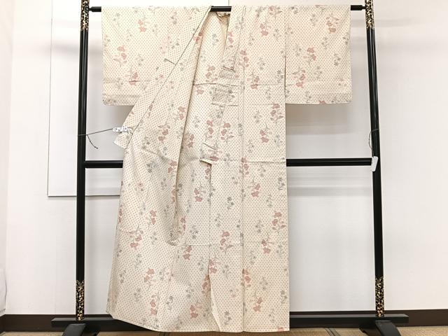 平和屋着物▽本塩沢 単衣 草花文 正絹 逸品 未使用 CAAW1527xi