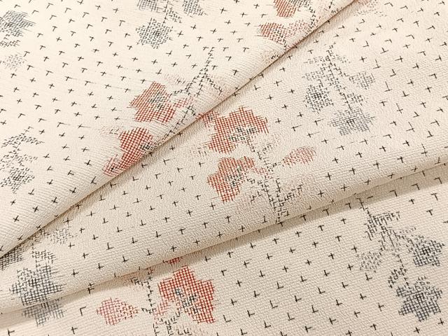 平和屋着物▽本塩沢 単衣 草花文 正絹 逸品 未使用 CAAW1527xi