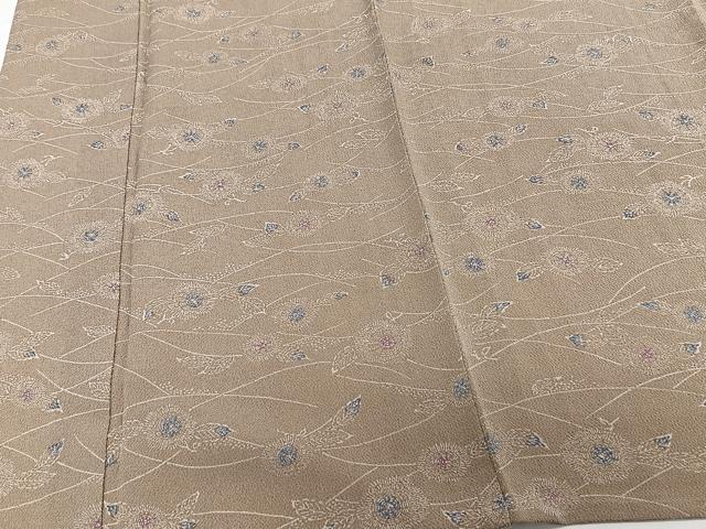 平和屋着物▽上質な小紋 単衣 型染め 草花文 鬼しぼ縮緬 正絹 逸品 CAAW1529xi
