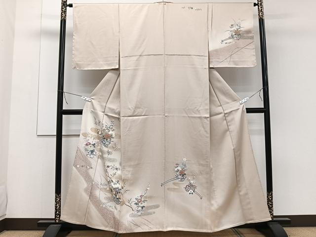 平和屋着物▽訪問着 単衣 花車文 暈し染め 金彩 正絹 逸品 未使用 CAAW1538xi
