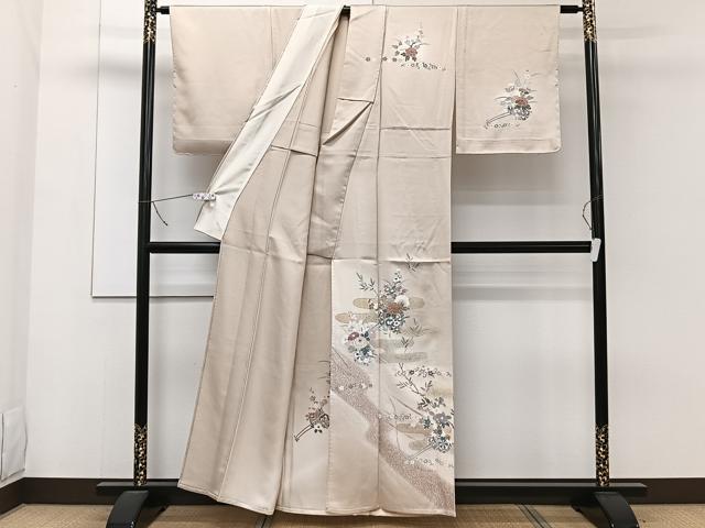 平和屋着物▽訪問着 単衣 花車文 暈し染め 金彩 正絹 逸品 未使用 CAAW1538xi