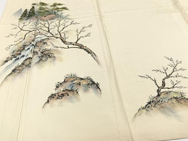 平和屋着物▽訪問着 単衣 作家物 手描き 風景文 正絹 逸品 CAAW1540xi