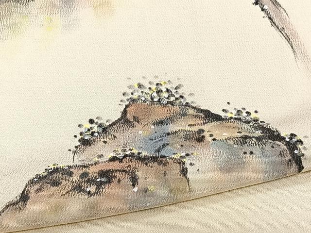 平和屋着物▽訪問着 単衣 作家物 手描き 風景文 正絹 逸品 CAAW1540xi