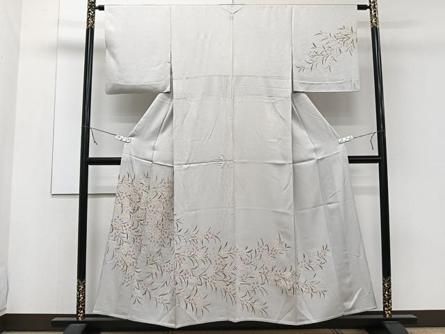 平和屋着物▽訪問着 単衣 絞り 草花文 金彩 正絹 逸品 CAAW1542xi