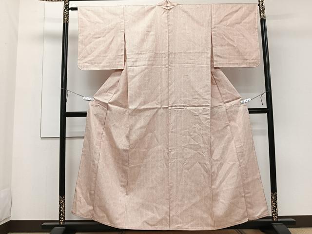 平和屋着物▽上質な紬 単衣 麻の葉文 正絹 逸品 CAAW1548xi