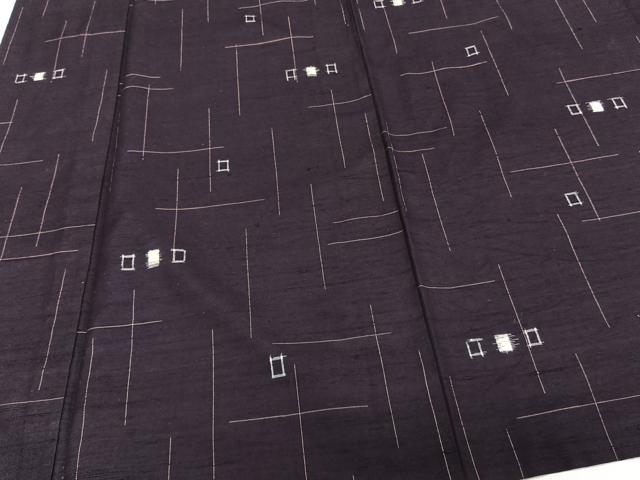 平和屋着物▽上質な紬 単衣 幾何学文 正絹 逸品 CAAW1552xi