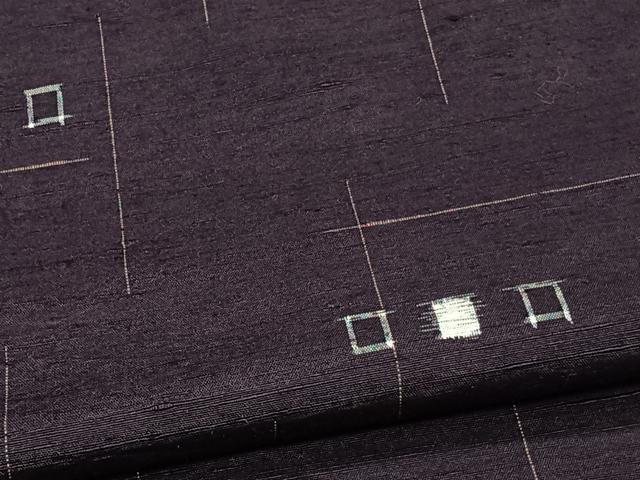 平和屋着物▽上質な紬 単衣 幾何学文 正絹 逸品 CAAW1552xi