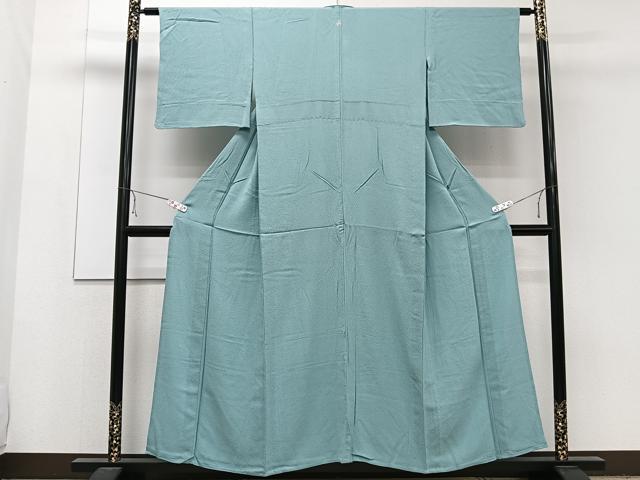 平和屋着物▽ファッションデザイナー 花井幸子 色無地 単衣 白群色 正絹 逸品 CAAW1561xi