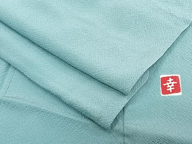 平和屋着物▽ファッションデザイナー 花井幸子 色無地 単衣 白群色 正絹 逸品 CAAW1561xi