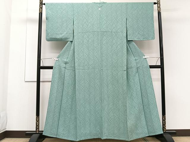 平和屋着物▽無地絵羽訪問着 単衣 芝草地紋 水浅葱色 正絹 逸品 CAAW1565xi
