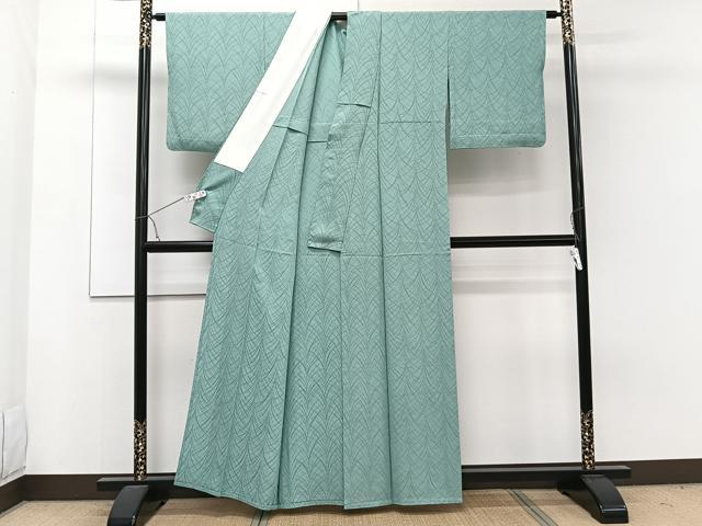平和屋着物▽無地絵羽訪問着 単衣 芝草地紋 水浅葱色 正絹 逸品 CAAW1565xi