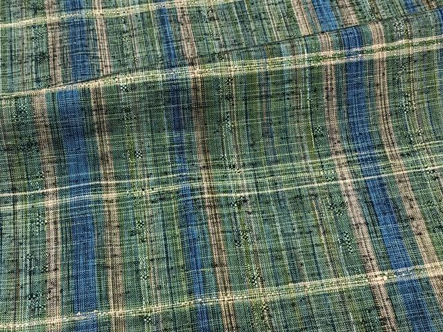 平和屋着物▽上質な紬 単衣 格子柄 正絹 逸品 CAAW1567xi