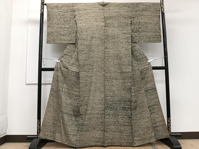 平和屋着物▽上質な紬 単衣 木目絞り 正絹 逸品 CAAW1569xi