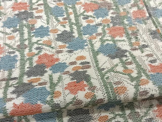 平和屋着物▽上質な紬 単衣 草花文 正絹 逸品 CAAW1573xi