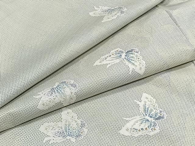 平和屋着物▽本場大島紬 単衣 白大島 9マルキ 舞蝶文 総絣 正絹 逸品 CAAW1575xi