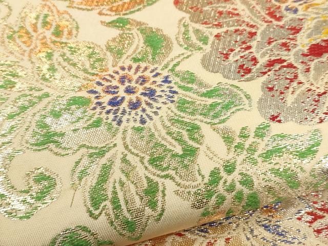平和屋着物●六通柄 本袋帯 更紗花唐草文 金銀糸 正絹 逸品 CAAW1659ak