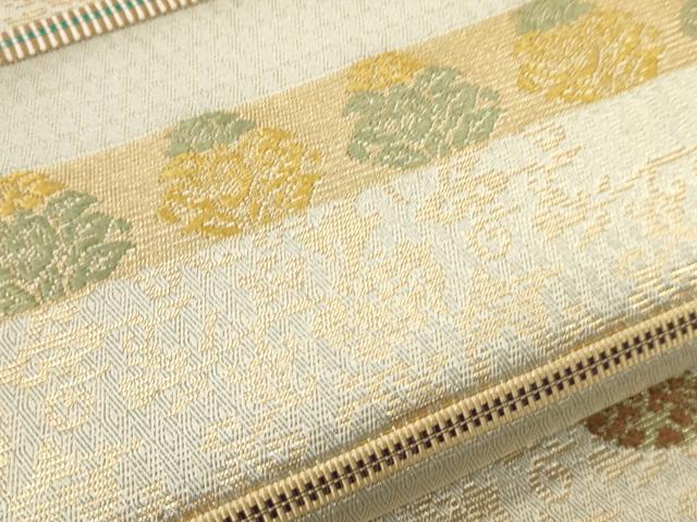 平和屋着物●六通柄袋帯 唐織 横段花文 金銀糸 正絹 逸品 CAAW1715ak