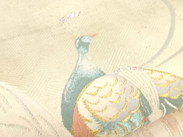 平和屋着物▼六通柄袋帯 唐織 流水孔雀文 金銀糸 正絹 逸品 CAAW1726ak