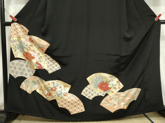 平和屋着物■豪華黒留袖 駒刺繍 地紙吉祥花文 金彩 正絹 逸品 CAAW2590in