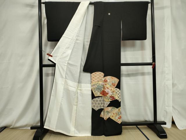 平和屋着物■豪華黒留袖 駒刺繍 地紙吉祥花文 金彩 正絹 逸品 CAAW2590in