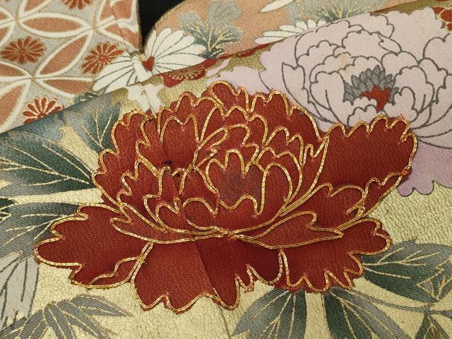 平和屋着物■豪華黒留袖 駒刺繍 地紙吉祥花文 金彩 正絹 逸品 CAAW2590in