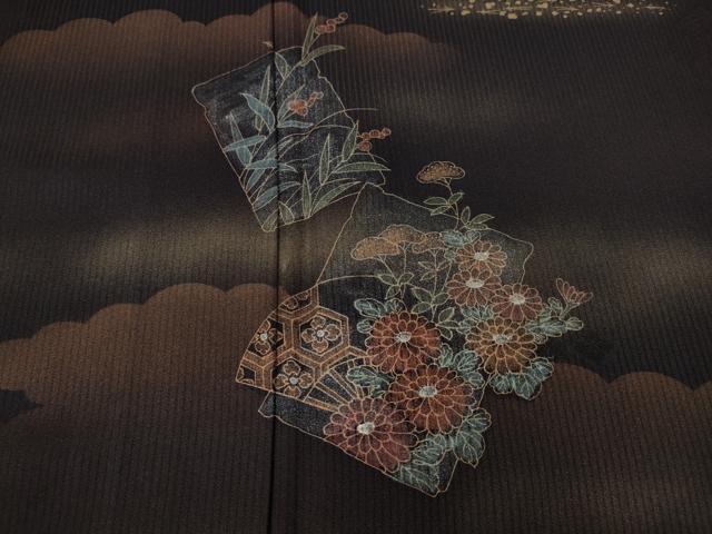 平和屋着物▽訪問着 単衣 破れ色紙扇面花文 金銀彩 三越扱い 正絹 逸品 CAAW2809ut