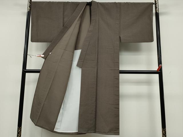 平和屋着物▽男性 本場染大島紬 単衣 格子柄 正絹 逸品 CAAW2819ut
