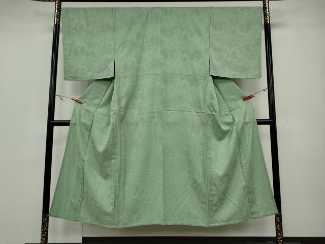 平和屋着物▽男性 色無地 単衣 流水地紋 裏葉柳色 正絹 逸品 CAAW2821ut