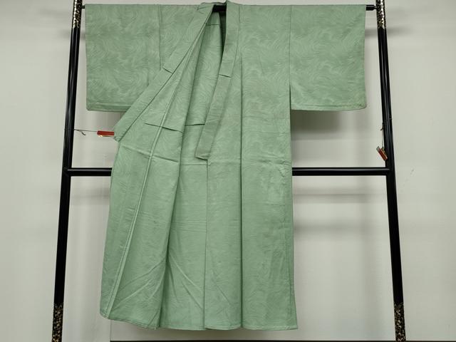 平和屋着物▽男性 色無地 単衣 流水地紋 裏葉柳色 正絹 逸品 CAAW2821ut