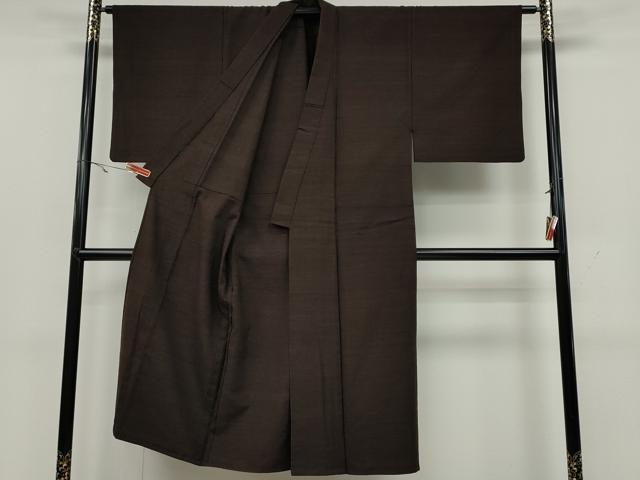 平和屋着物▽男性 紬 単衣 赤墨色 正絹 逸品 CAAW2833ut