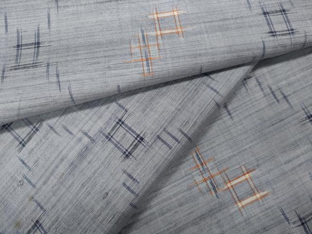 平和屋着物▽上質な紬 単衣 菱繋ぎ文 正絹 逸品 CAAW2845ut