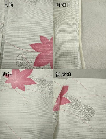 平和屋着物*夏物 小紋 絽 雲取り舞葉文 洗える着物 CAAW2898ut