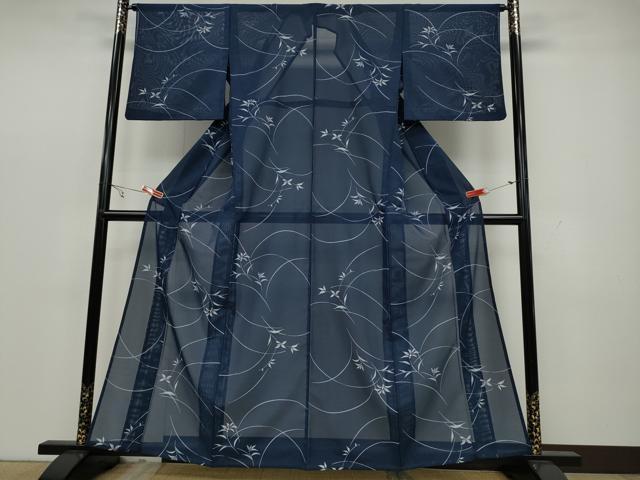 平和屋着物*夏物 小紋 絽 草花文 洗える着物 CAAW3065ut