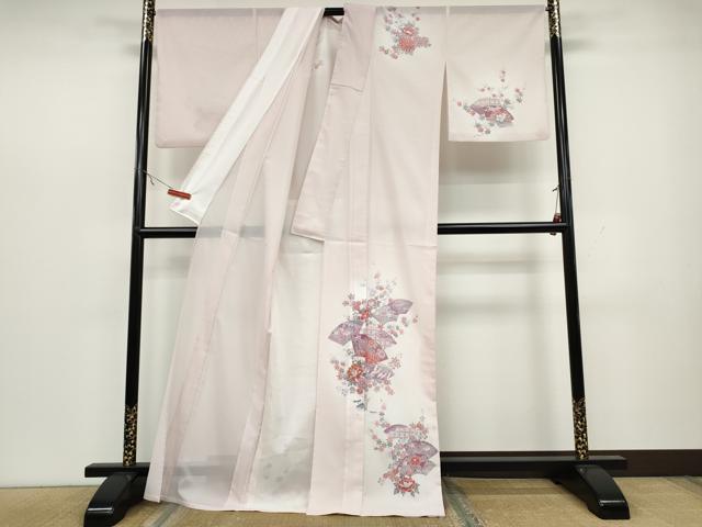 平和屋着物*夏物 訪問着 絽 地紙花文 金彩 洗える着物 CAAW3066ut