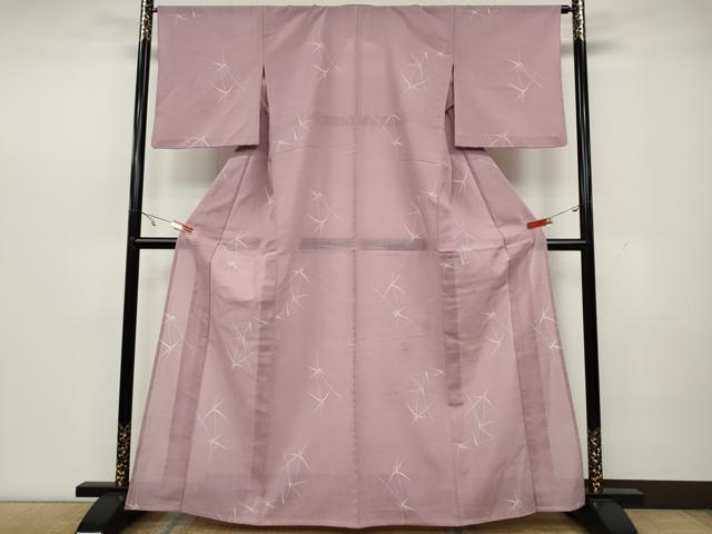 平和屋着物*夏物 小紋 紗 草花文 洗える着物 CAAW3091ut