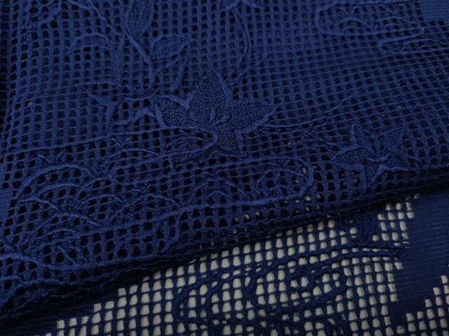 平和屋着物*夏物 色留訪問着 絽 総刺繍 扇面花文 鉄紺色 正絹 逸品 CAAW3127ut