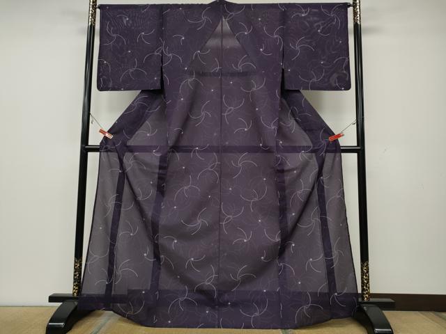 平和屋着物*夏物 小紋 絽 舞花文 洗える着物 CAAW3133ut