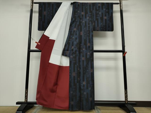 平和屋着物●本場大島紬 7マルキ エ霞花文 正絹 逸品 CAAW3159ut
